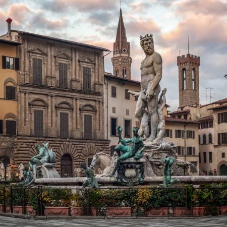 fountain and statue in a trip in florence