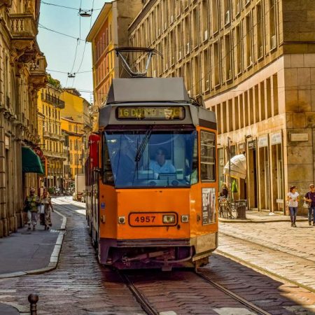 tram in center of milano